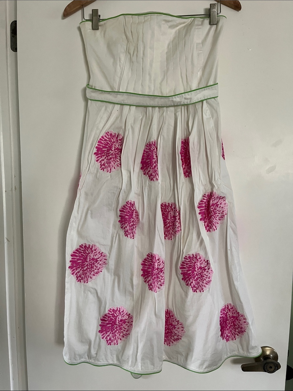 T S Dixin White Strapless Dress with Pink Floral Print (6)